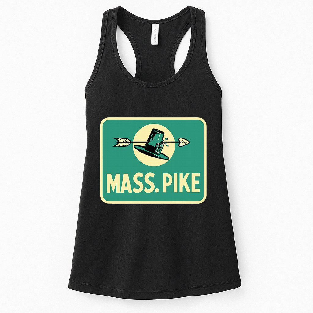 Mass Pike Road Sign Massachusetts Turnpike Route 90 Womens Tank Top