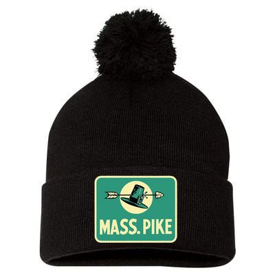 Mass Pike Road Sign Massachusetts Turnpike Route 90 Pom Pom 12in Knit Beanie