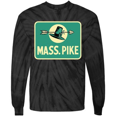 Mass Pike Road Sign Massachusetts Turnpike Route 90 Tie-Dye Long Sleeve Shirt