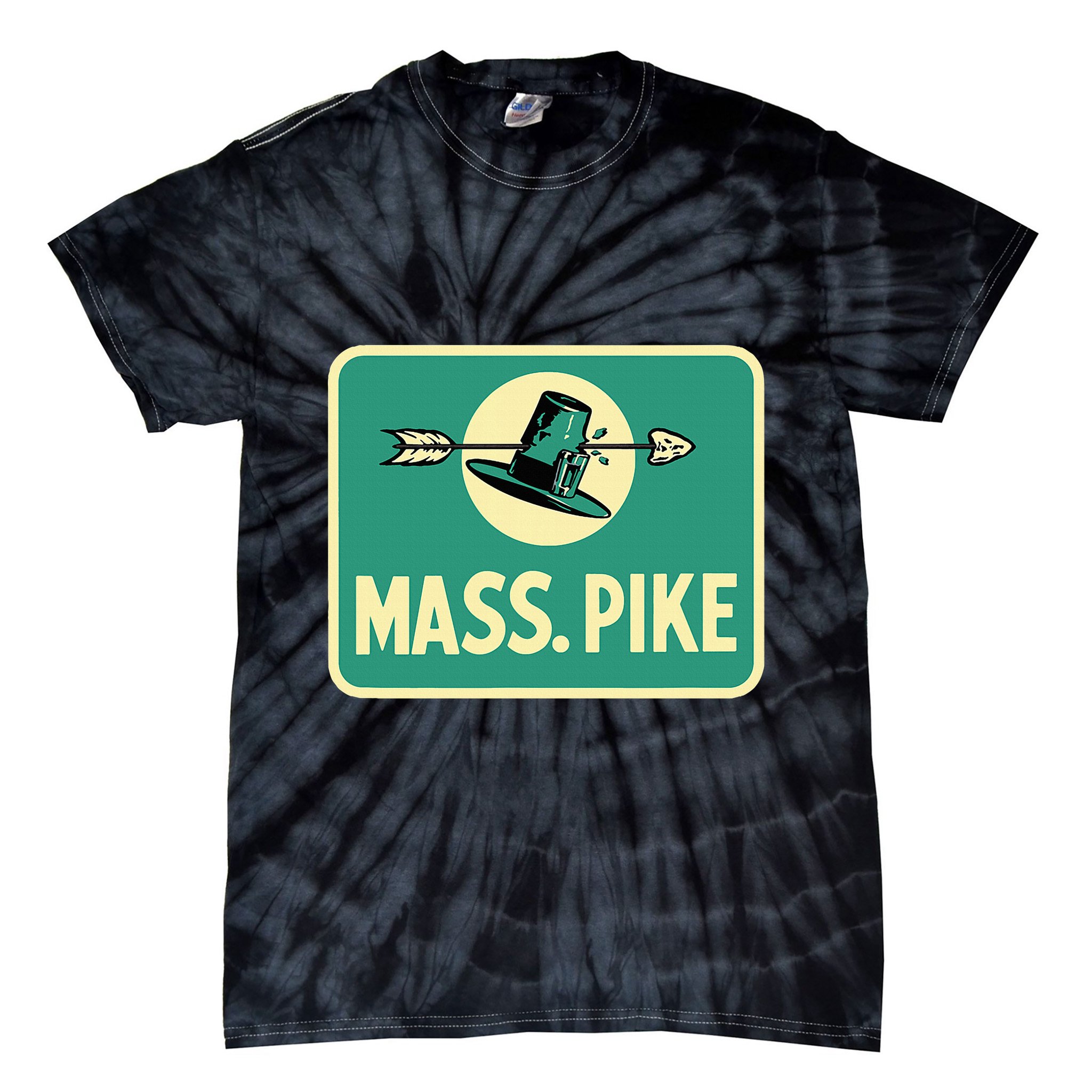 Mass Pike Road Sign Massachusetts Turnpike Route 90 Tie-Dye T-Shirt