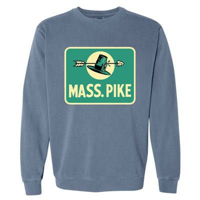 Mass Pike Road Sign Massachusetts Turnpike Route 90 Garment-Dyed Sweatshirt