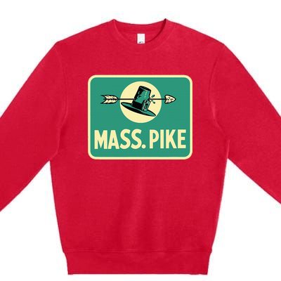 Mass Pike Road Sign Massachusetts Turnpike Route 90 Premium Crewneck Sweatshirt