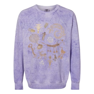 Multiple Petroglyphs! Rock Carvings. Colorblast Crewneck Sweatshirt