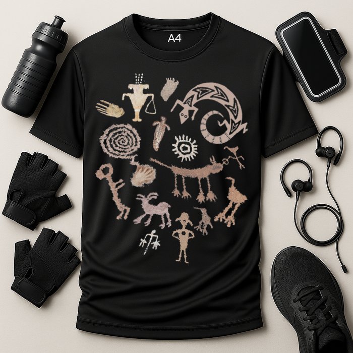 Multiple Petroglyphs! Rock Carvings. Performance Shirt