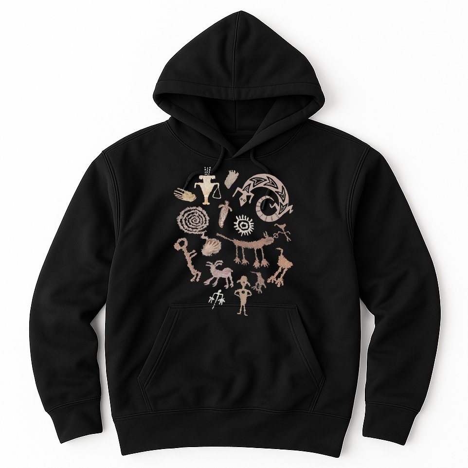 Multiple Petroglyphs! Rock Carvings. Hoodie