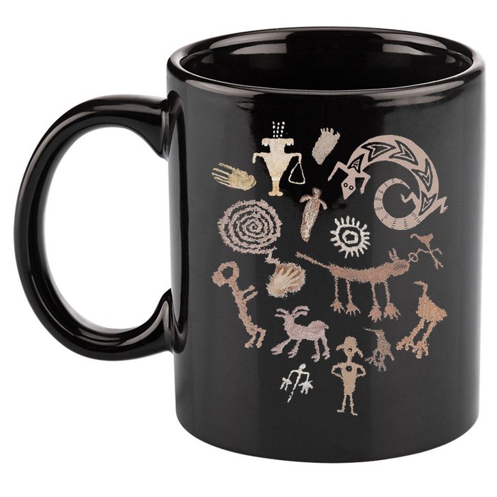 Multiple Petroglyphs! Rock Carvings. 11oz C Handle Ceramic Mug
