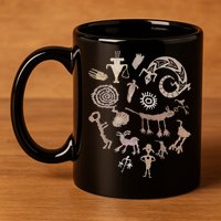 Multiple Petroglyphs! Rock Carvings. 11oz C Handle Ceramic Mug
