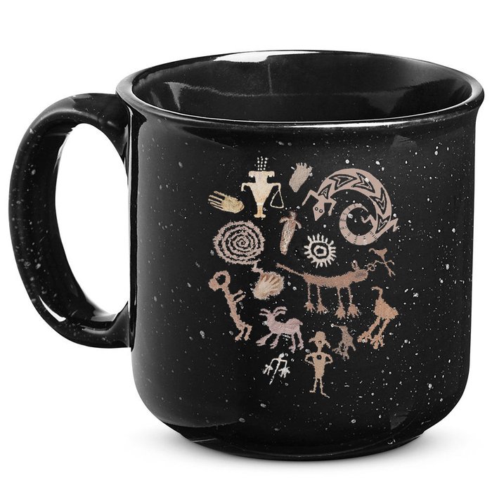 Multiple Petroglyphs! Rock Carvings. 15oz Campfire Ceramic Mug