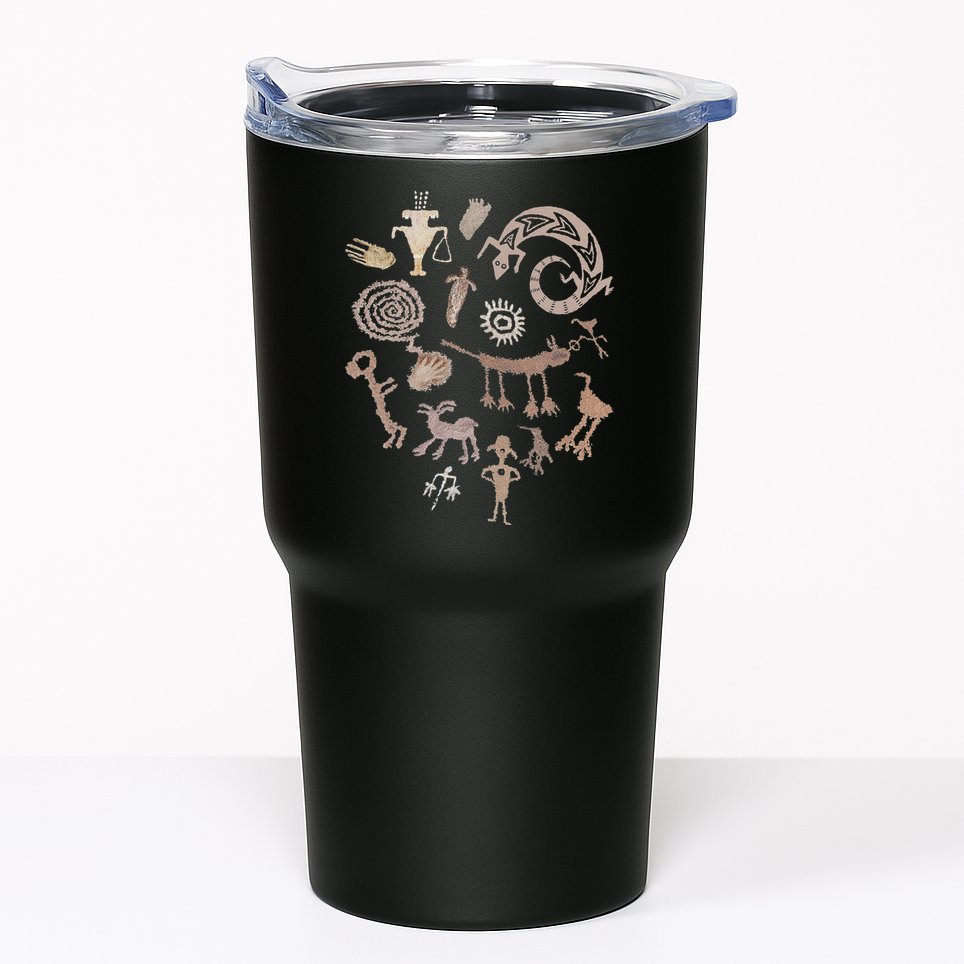 Multiple Petroglyphs! Rock Carvings. Tumbler