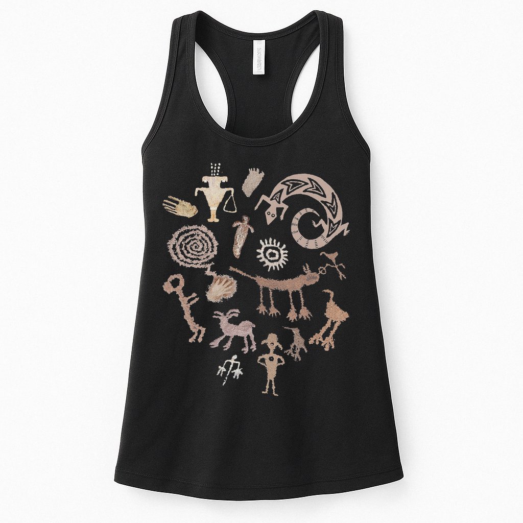 Multiple Petroglyphs! Rock Carvings. Womens Tank Top