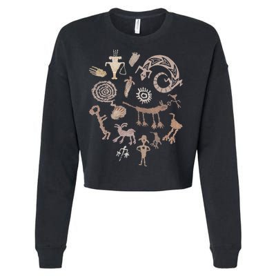 Multiple Petroglyphs! Rock Carvings. Cropped Pullover Crew