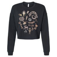 Multiple Petroglyphs! Rock Carvings. Cropped Pullover Crew