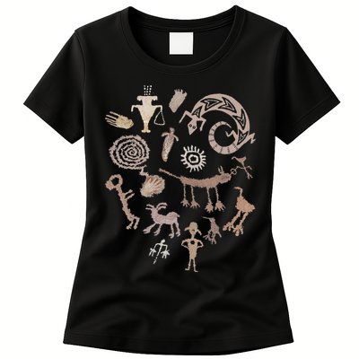 Multiple Petroglyphs! Rock Carvings. Womens T-Shirt