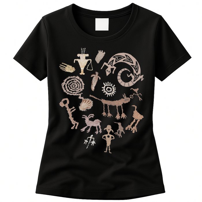 Multiple Petroglyphs! Rock Carvings. Womens T-Shirt