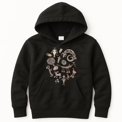 Multiple Petroglyphs! Rock Carvings. Kids Hoodie