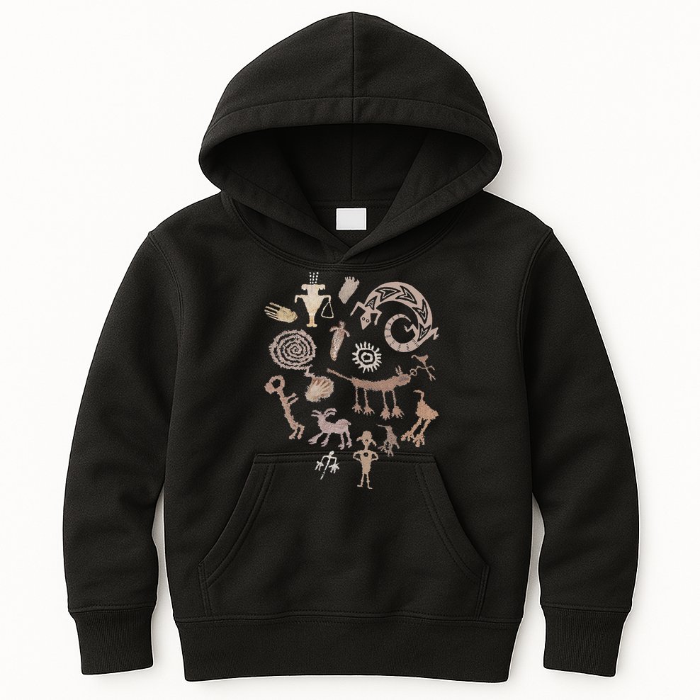Multiple Petroglyphs! Rock Carvings. Kids Hoodie
