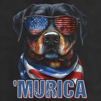 Murica Patriotic Rottweiler 4th Of July Dog 7 Panel Mesh Trucker Snapback Hat