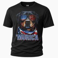Murica Patriotic Rottweiler 4th Of July Dog Cooling Performance Crew T-Shirt