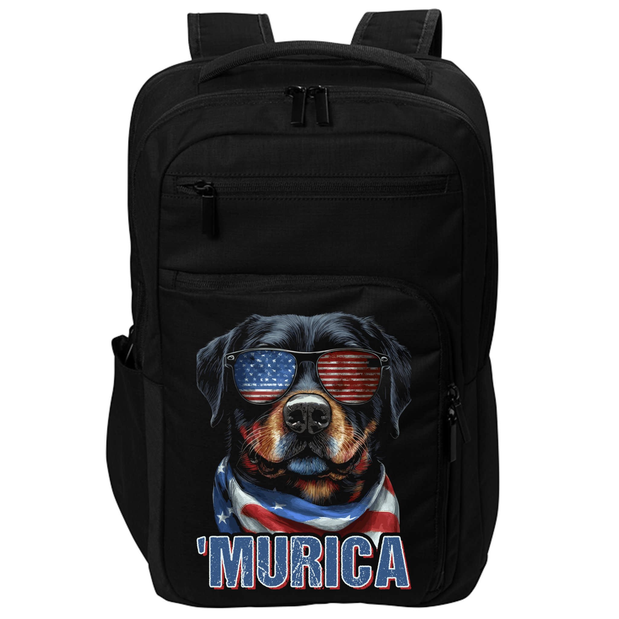 Murica Patriotic Rottweiler 4th Of July Dog Impact Tech Backpack