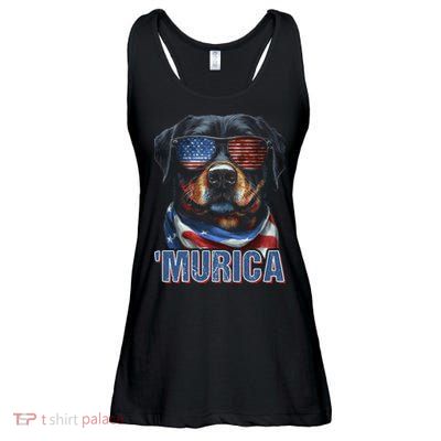 Murica Patriotic Rottweiler 4th Of July Dog Ladies Essential Flowy Tank
