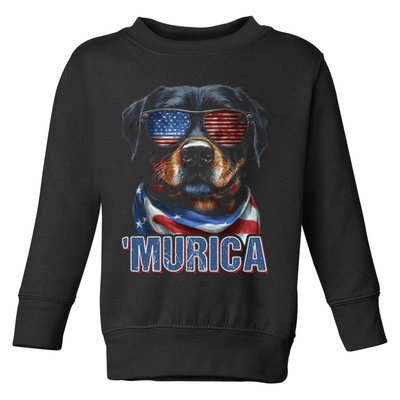 Murica Patriotic Rottweiler 4th Of July Dog Toddler Sweatshirt