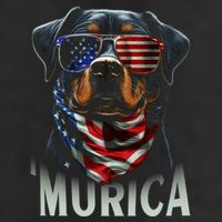 Murica Patriotic Rottweiler 4th Of July Dog 7 Panel Mesh Trucker Snapback Hat