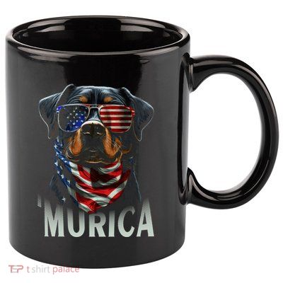 Murica Patriotic Rottweiler 4th Of July Dog 11oz C Handle Ceramic Mug