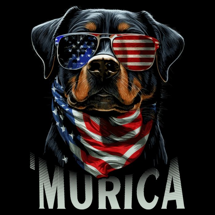 Murica Patriotic Rottweiler 4th Of July Dog Drawstring Bag