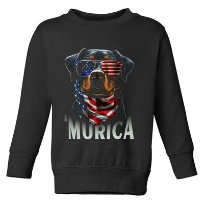 Murica Patriotic Rottweiler 4th Of July Dog Toddler Sweatshirt