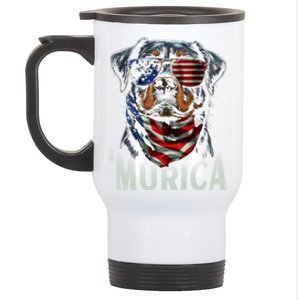 Murica Patriotic Rottweiler 4th Of July Dog Stainless Steel Travel Mug