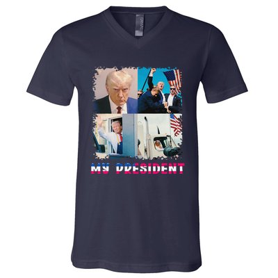 My President Returns In 2024 Trump Victory 47 Trump Won V-Neck T-Shirt