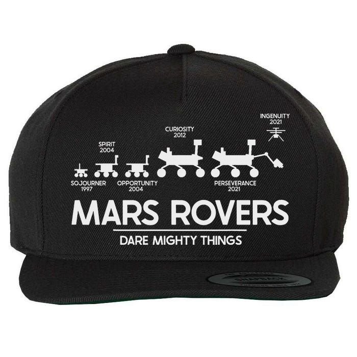 Mars Perseverance Rover Dare Mighty Things Landing Timeline Wool Snapback Cap