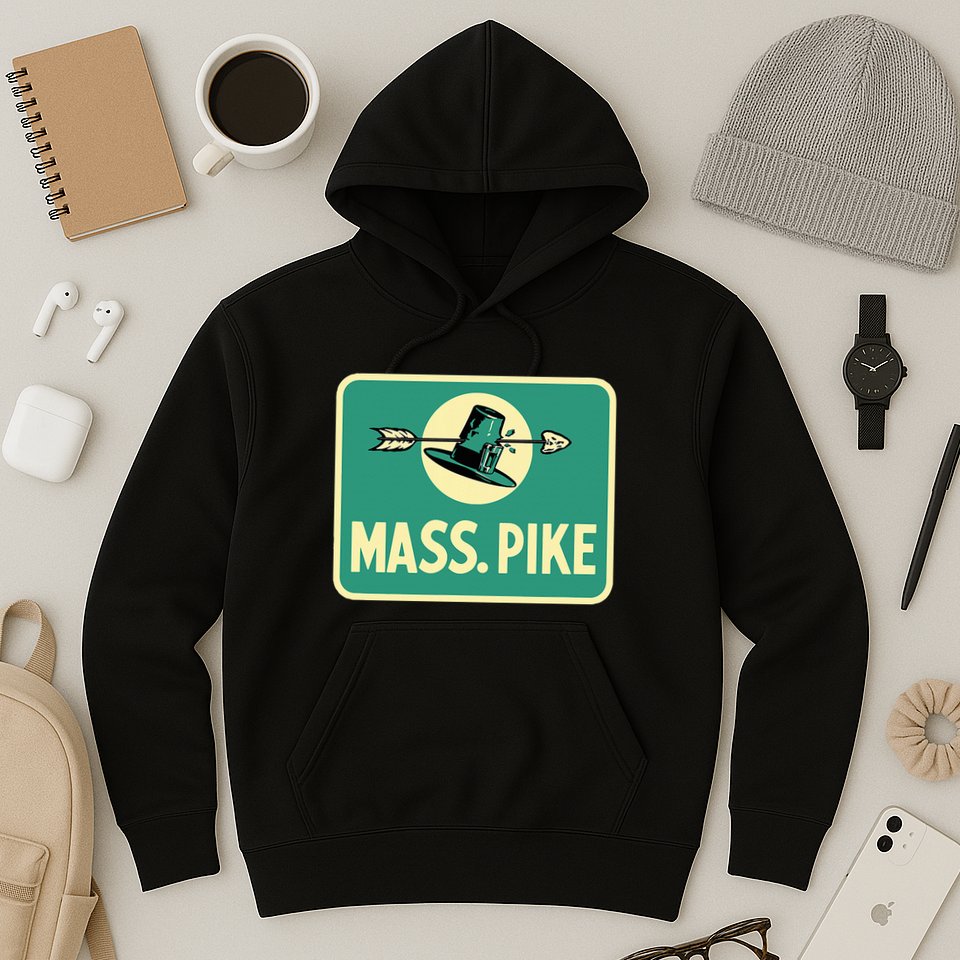 Mass Pike Road Sign Massachusetts Turnpike Route 90 Hoodie