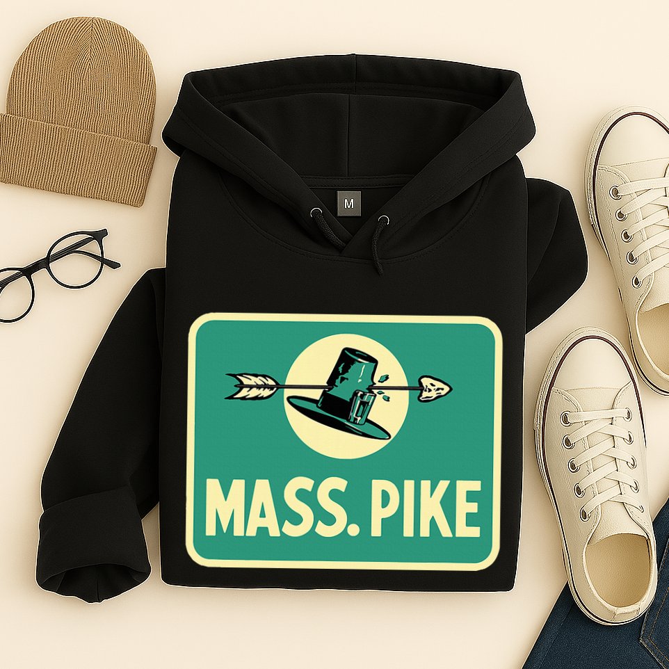 Mass Pike Road Sign Massachusetts Turnpike Route 90 Hoodie