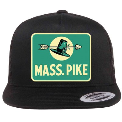 Mass Pike Road Sign Massachusetts Turnpike Route 90 Flat Bill Trucker Hat