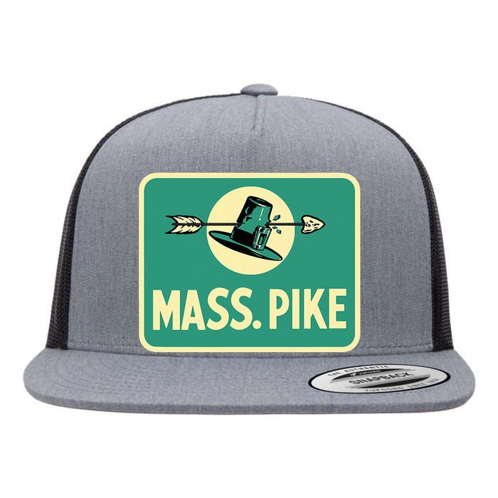 Mass Pike Road Sign Massachusetts Turnpike Route 90 Flat Bill Trucker Hat