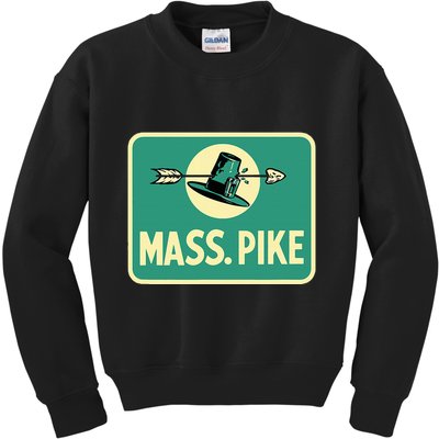 Mass Pike Road Sign Massachusetts Turnpike Route 90 Kids Sweatshirt
