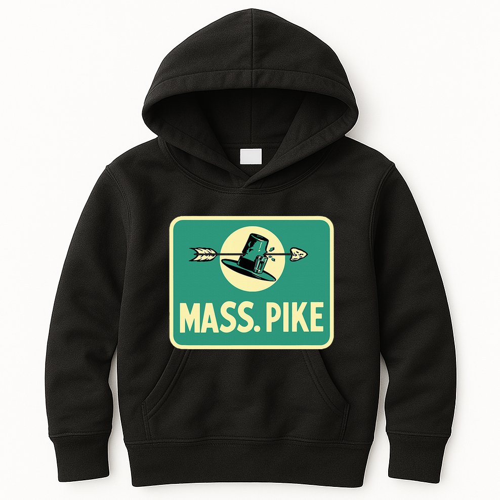 Mass Pike Road Sign Massachusetts Turnpike Route 90 Kids Hoodie
