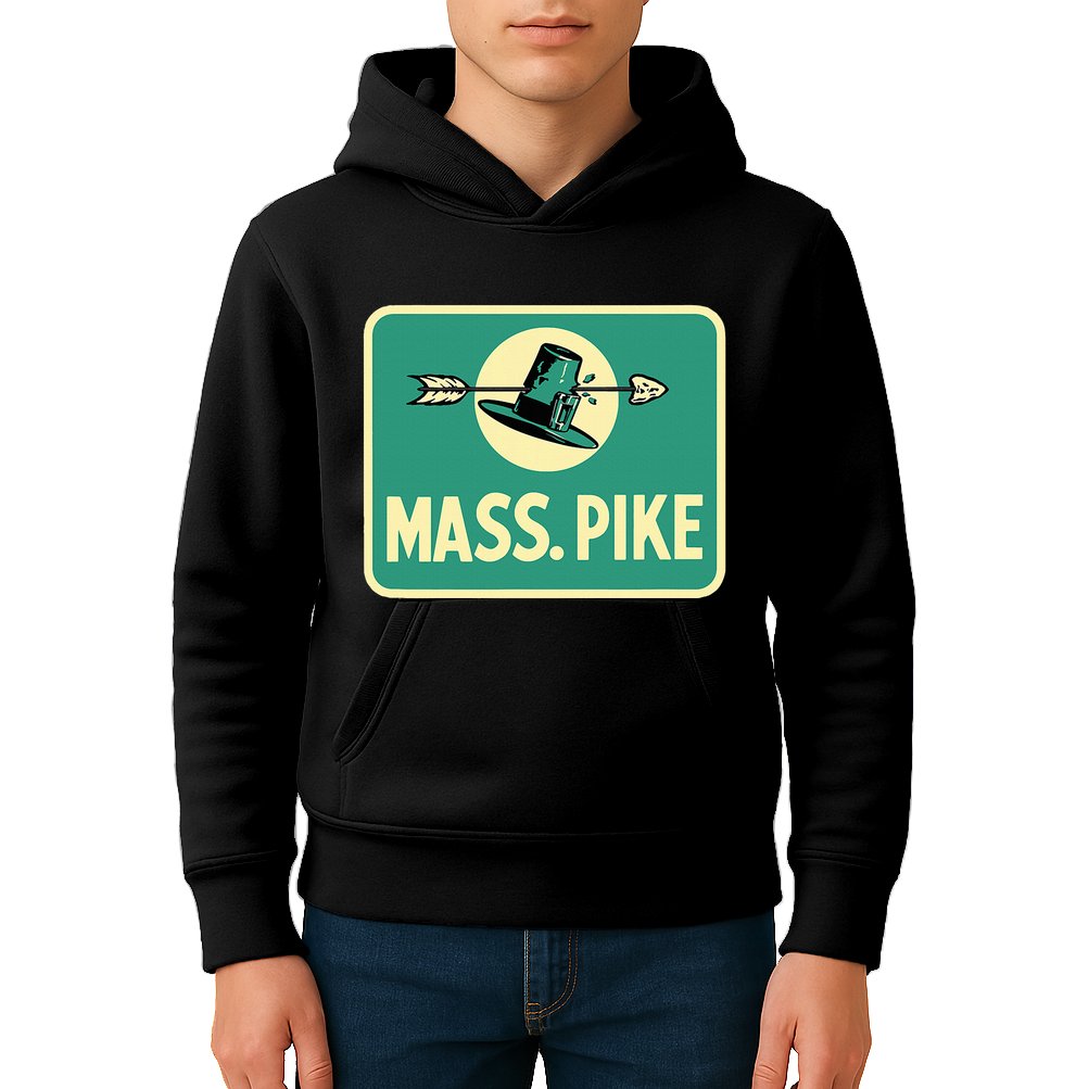 Mass Pike Road Sign Massachusetts Turnpike Route 90 Kids Hoodie