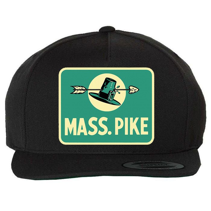 Mass Pike Road Sign Massachusetts Turnpike Route 90 Wool Snapback Cap