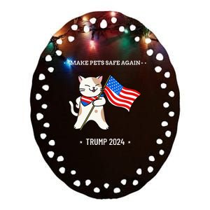 Make Pets Safe Again Patriotic Cat Ceramic Oval Ornament