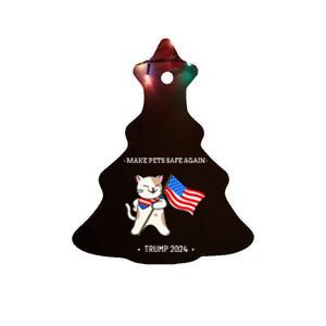 Make Pets Safe Again Patriotic Cat Ceramic Tree Ornament