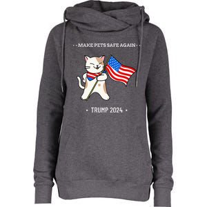 Make Pets Safe Again Patriotic Cat Womens Funnel Neck Pullover Hood