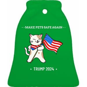 Make Pets Safe Again Patriotic Cat Ceramic Bell Ornament