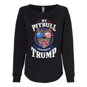 My Pitbull Supports Trump 2020 Dog Mom Dad Womens California Wash Sweatshirt