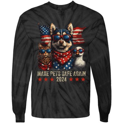 Make Pets Safe Again Trump 2024 Save Our Pets Tie-Dye Long Sleeve Shirt