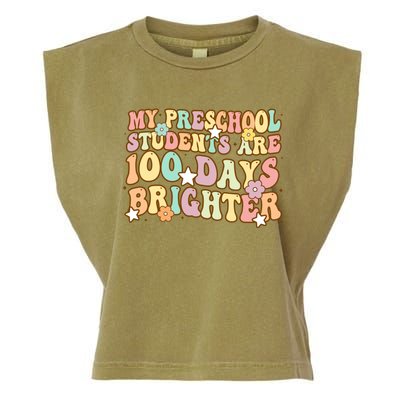 My Preschool Students Are 100 Days Brighter Teacher Meaningful Gift Garment-Dyed Women's Muscle Tee