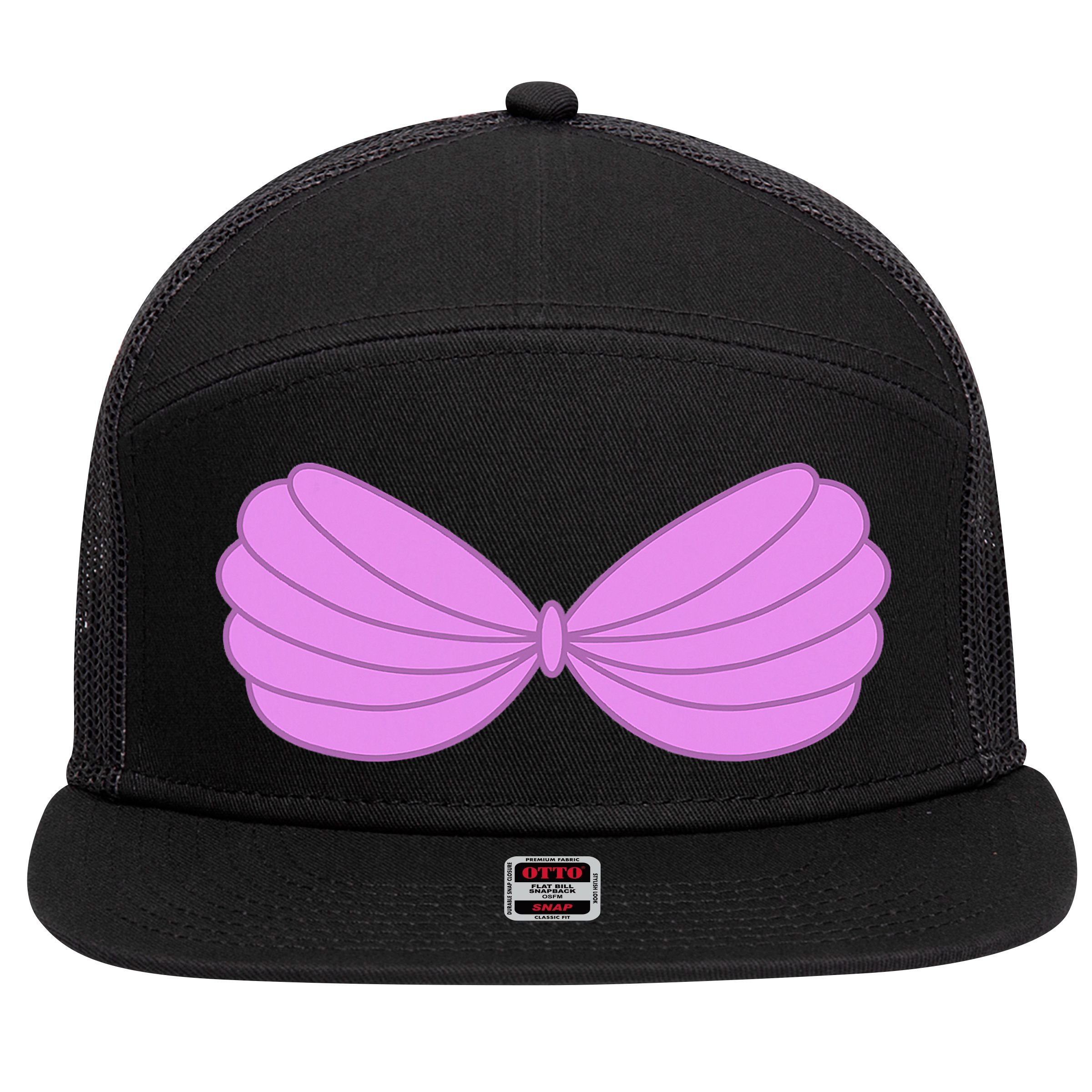 Mermaid Purple Seashell Bra Summer Funny Halloween 7 Panel Mesh Trucker Snapback Hat