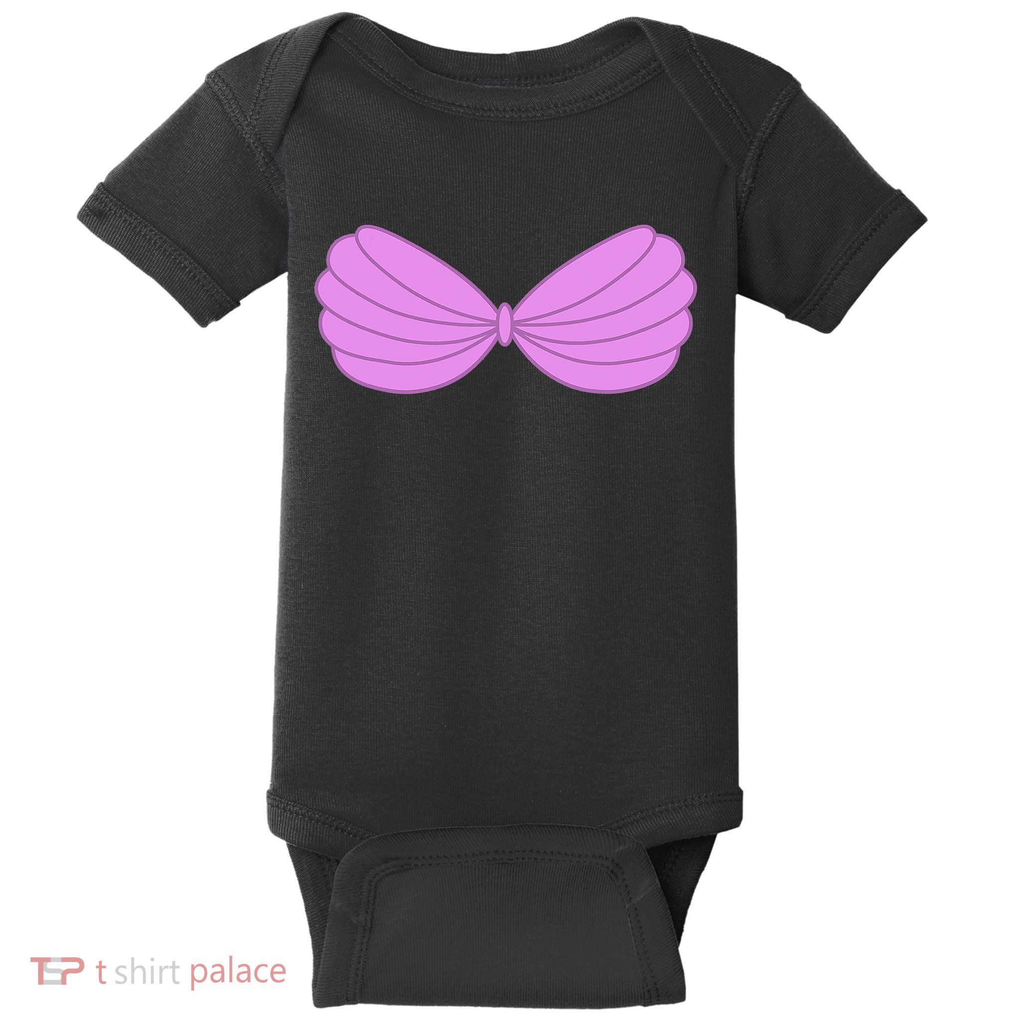 Mermaid Purple Seashell Bra Summer Funny Halloween Baby Bodysuit