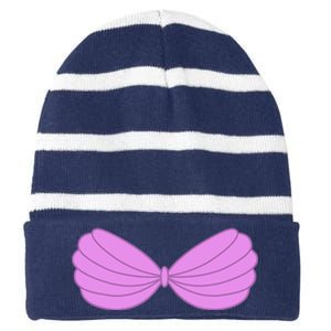 Mermaid Purple Seashell Bra Summer Funny Halloween Striped Beanie with Solid Band